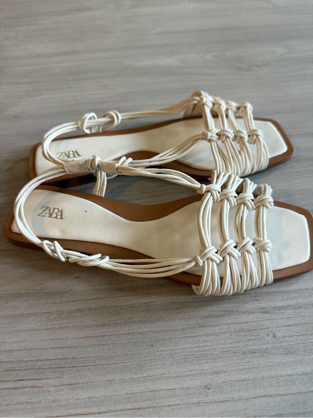 Zara White Knotted Square-Toe Women’s Sandals - Picture 3 of 3